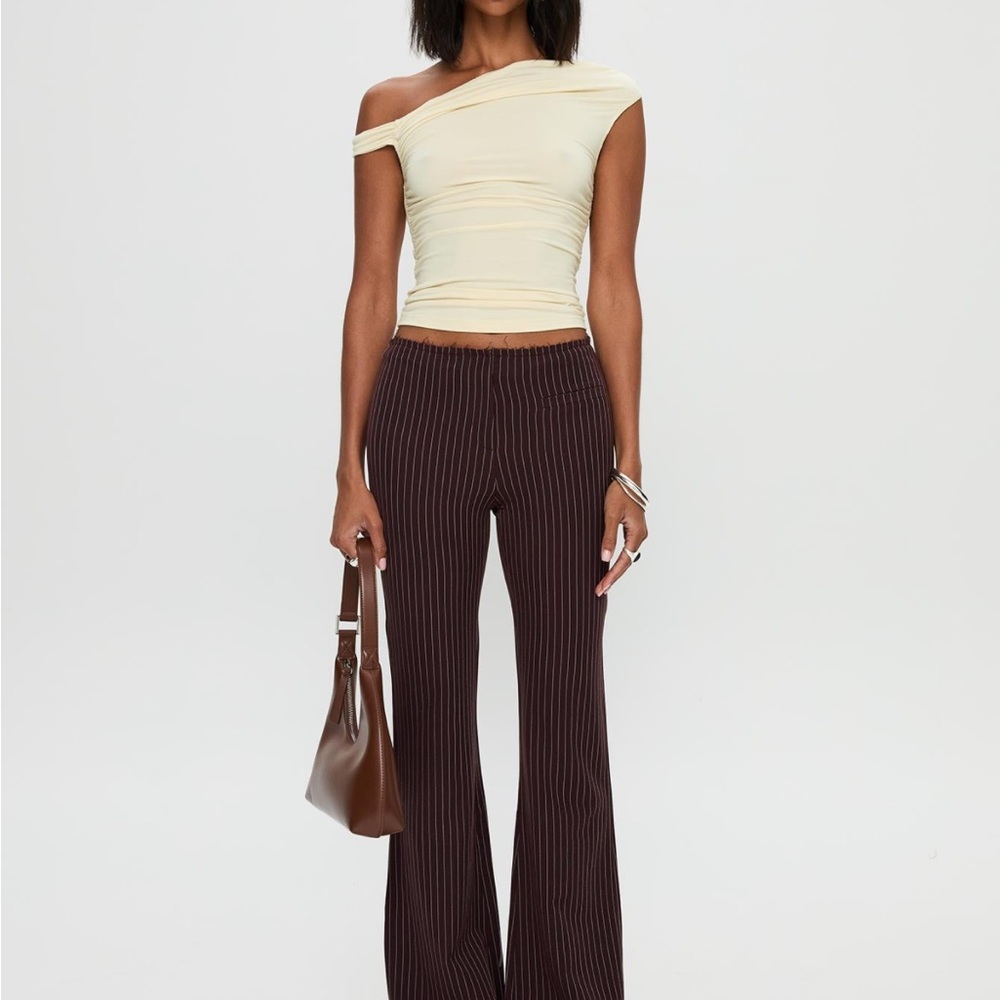 Princess Polly Brown Striped Flare Pants